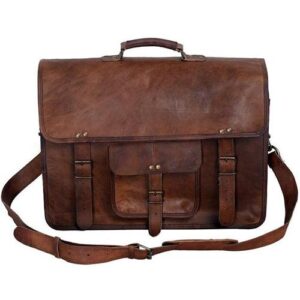 Brown Leather Messenger Briefcase