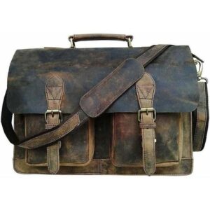 Brown Leather Messenger Briefcase Bag