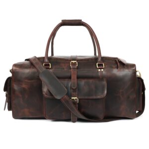 Brown Leather Travel Duffel Bag