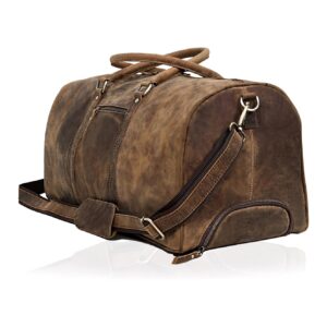 Brown Leather Weekender Duffel Bag