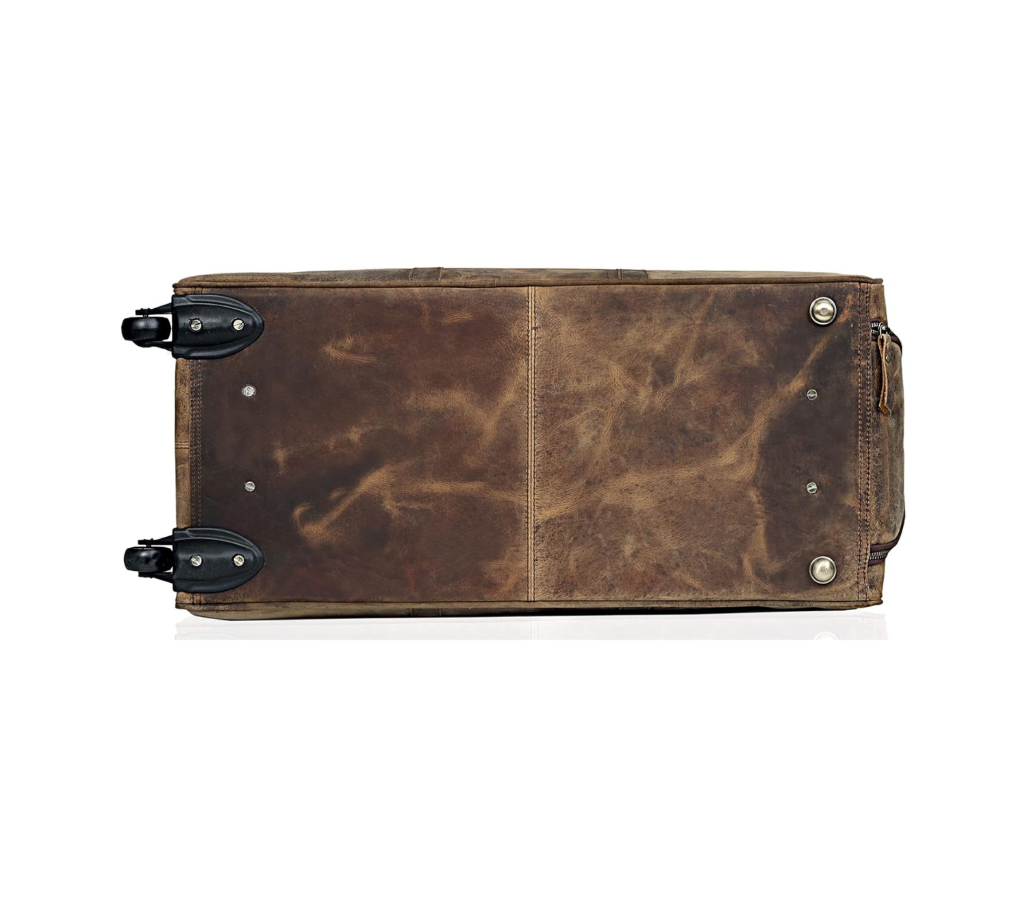 Brown Leather Weekender Duffel Bag - Image 4